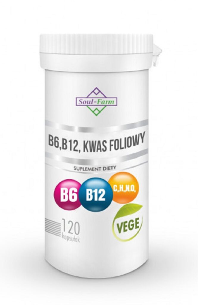 WITAMINA B6 + B12 + KWAS FOLIOWY 120 KAPSUŁEK – SOUL FARM
