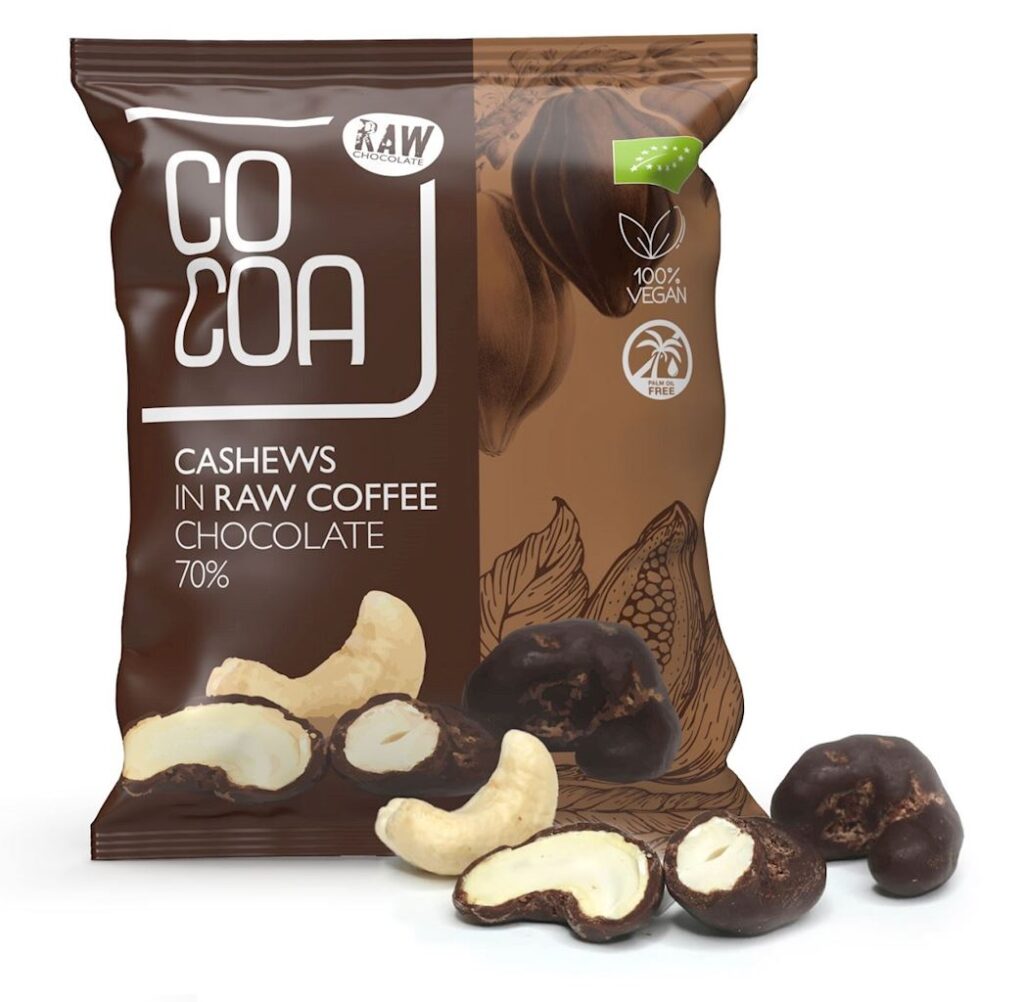 ORZECHY NERKOWCA W CZEKOLADZIE KAWOWEJ BIO 70 g – COCOA
