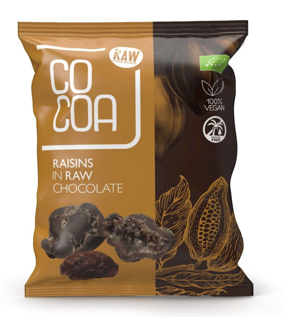 RODZYNKI W SUROWEJ CZEKOLADZIE BIO 70 g – COCOA