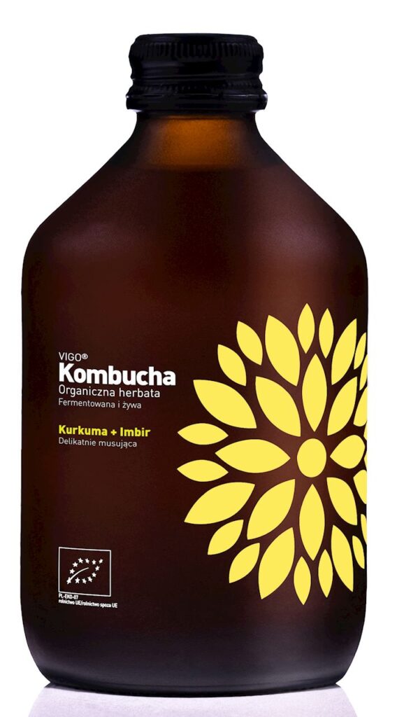 KOMBUCHA Z KURKUMĄ I IMBIREM BEZGLUTENOWA BIO 330 ml – VIGO
