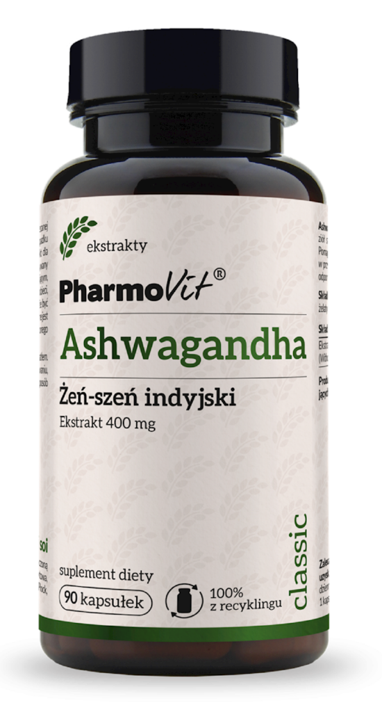 ASHWAGANDHA EKSTRAKT (400 mg) BEZGLUTENOWY 90 KAPSUŁEK – PHARMOVIT (CLASSIC)