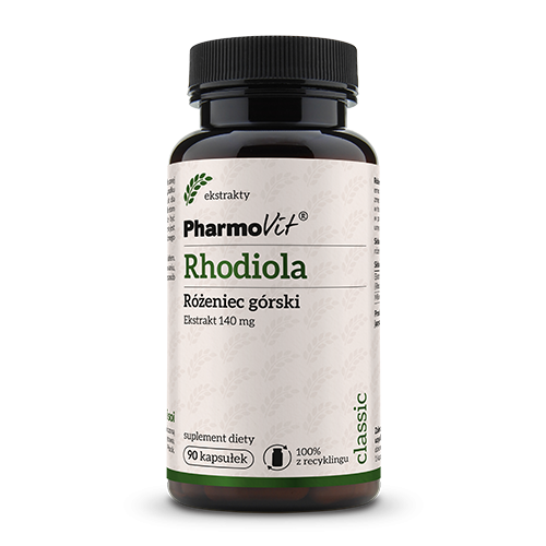 RHODIOLA – RÓŻENIEC GÓRSKI EKSTRAKT (140 mg) BEZGLUTENOWY 90 KAPSUŁEK – PHARMOVIT (CLASSIC)