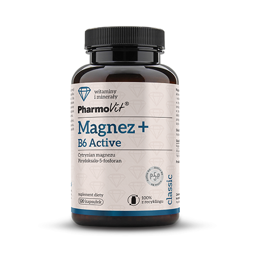 MAGNEZ + WITAMINA B6 ACTIV BEZGLUTENOWY 120 KAPSUŁEK – PHARMOVIT (CLASSIC)