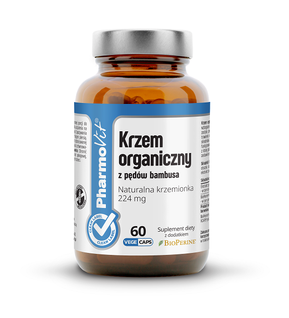KRZEM ORGANICZNY Z PĘDÓW BAMBUSA (448 mg) BEZGLUTENOWY 60 KAPSUŁEK – PHARMOVIT (CLEAN LABEL)