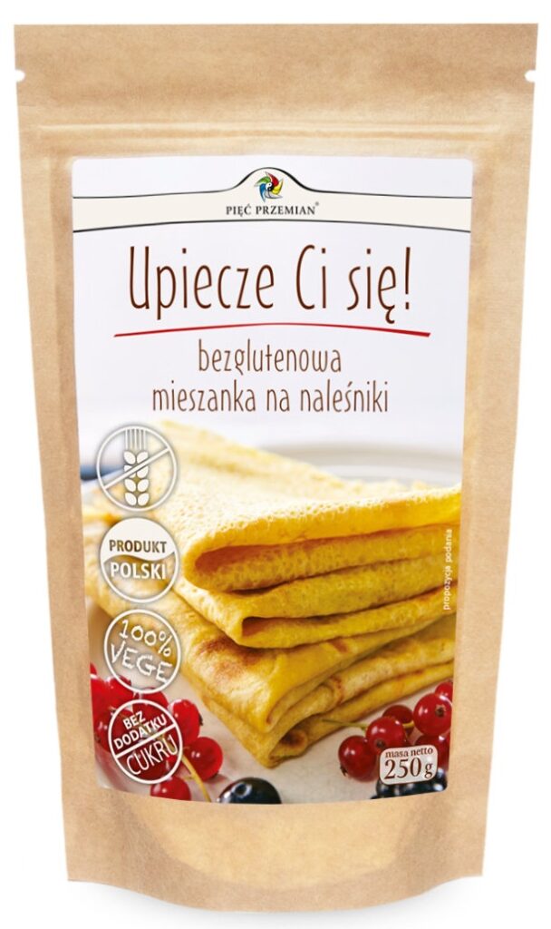 MIESZANKA NA NALEŚNIKI BEZ DODATKU CUKRÓW BEZGLUTENOWA 250 g – PIĘĆ PRZEMIAN