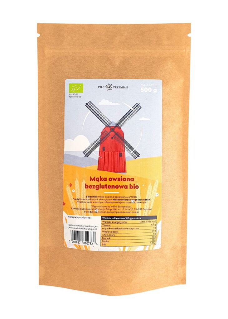 MĄKA OWSIANA BEZGLUTENOWA BIO 500 g – PIĘĆ PRZEMIAN