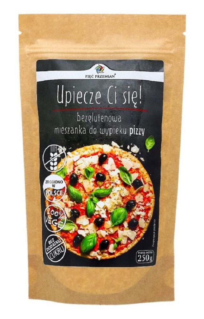 MIESZANKA DO WYPIEKU PIZZY BEZ DODATKU CUKRÓW BEZGLUTENOWA 250 g – PIĘĆ PRZEMIAN