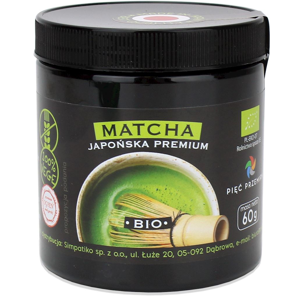 HERBATA ZIELONA MATCHA JAPOŃSKA BEZGLUTENOWA BIO 60 g – PIĘĆ PRZEMIAN
