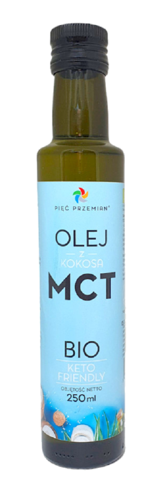 OLEJ KOKOSOWY MCT KETO BEZGLUTENOWY BIO 250 ml – PIĘĆ PRZEMIAN