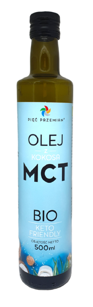OLEJ KOKOSOWY MCT KETO BEZGLUTENOWY BIO 500 ml – PIĘĆ PRZEMIAN