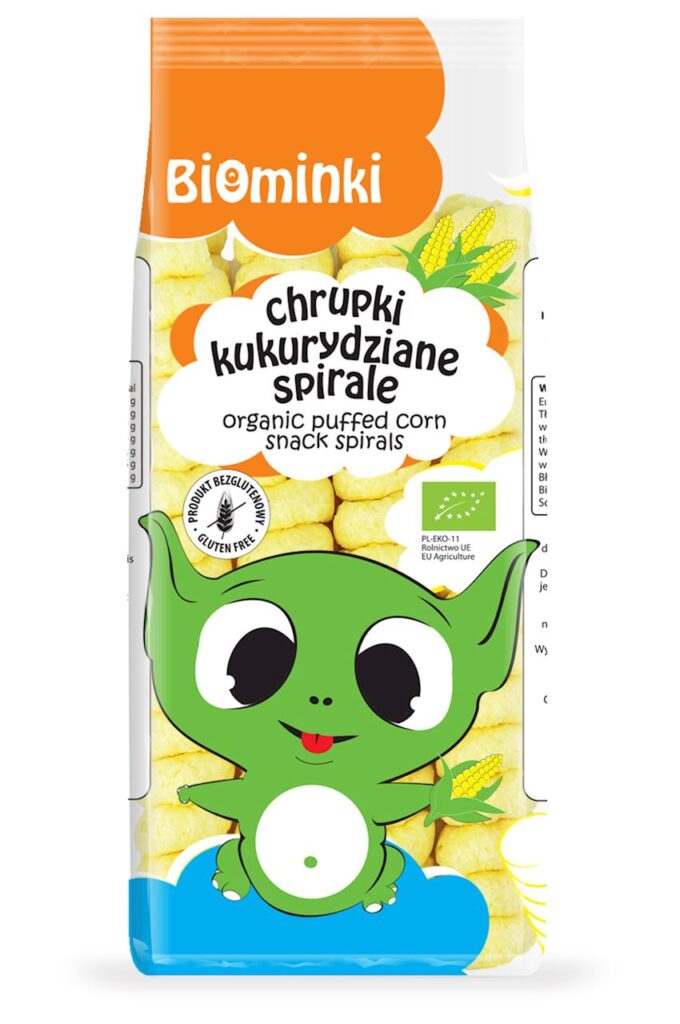 CHRUPKI KUKURYDZIANE SPIRALE BEZGLUTENOWE BIO 60 g – BIOMINKI