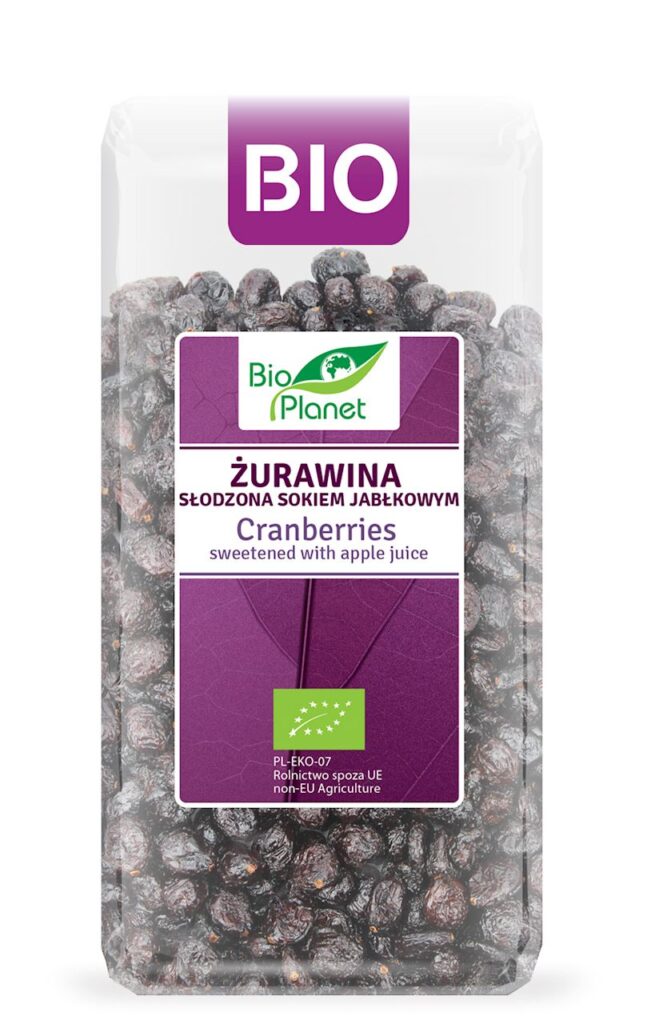 ŻURAWINA SŁODZONA SOKIEM JABŁKOWYM BIO 400 g – BIO PLANET