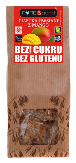 CIASTKA OWSIANE Z MANGO BEZ DODATKU CUKRÓW BEZGLUTENOWE 150 g - PURE&GOOD