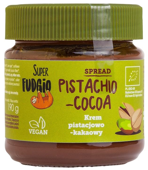KREM PISTACJOWO – KAKAOWY BEZGLUTENOWY BIO 190 g – ME GUSTO (SUPER FUDGIO)