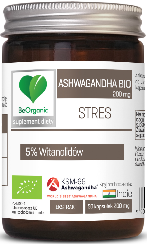 ASHWAGANDHA EKSTRAKT BIO (200 mg) 50 KAPSUŁEK – BE ORGANIC