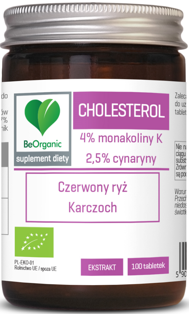 TABLETKI NA PRAWIDŁOWY POZIOM CHOLESTEROLU (CZERWONY RYŻ, KARCZOCH) BIO 100 szt. – BE ORGANIC