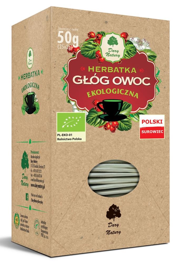 HERBATKA OWOC GŁOGU BIO (25 x 2 g) 50 g – DARY NATURY