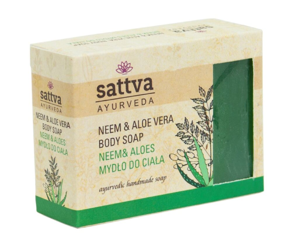 MYDŁO W KOSTCE DO CIAŁA NEEM I ALOES 125 g – SATTVA (AYURVEDA)
