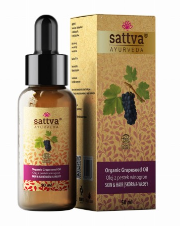 OLEJ DO CIAŁA I WŁOSÓW Z PESTEK WINOGRON ECO 50 ml – SATTVA (AYURVEDA)