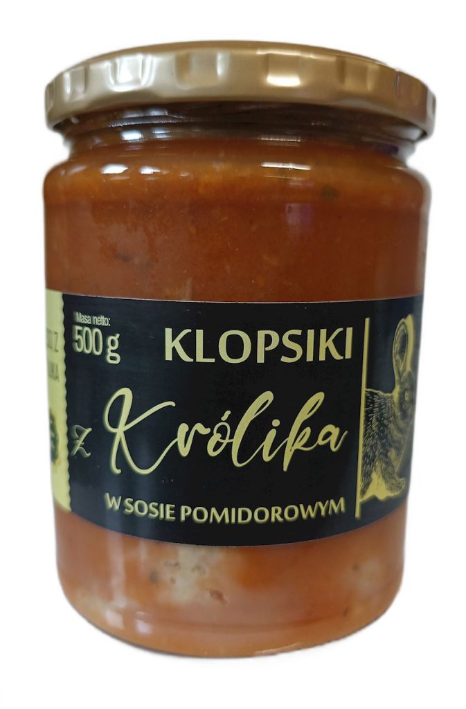 KLOPSIKI Z KRÓLIKA W SOSIE POMIDOROWYM 500 g – AMCIU