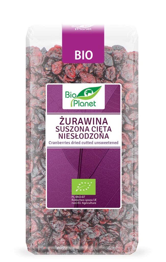 ŻURAWINA SUSZONA CIĘTA NIESŁODZONA BIO 400 g – BIO PLANET
