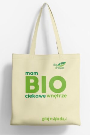 TORBA NA ZAKUPY Z DNEM I BOKAMI (BAWEŁNIANA) Z LOGO BIO PLANET