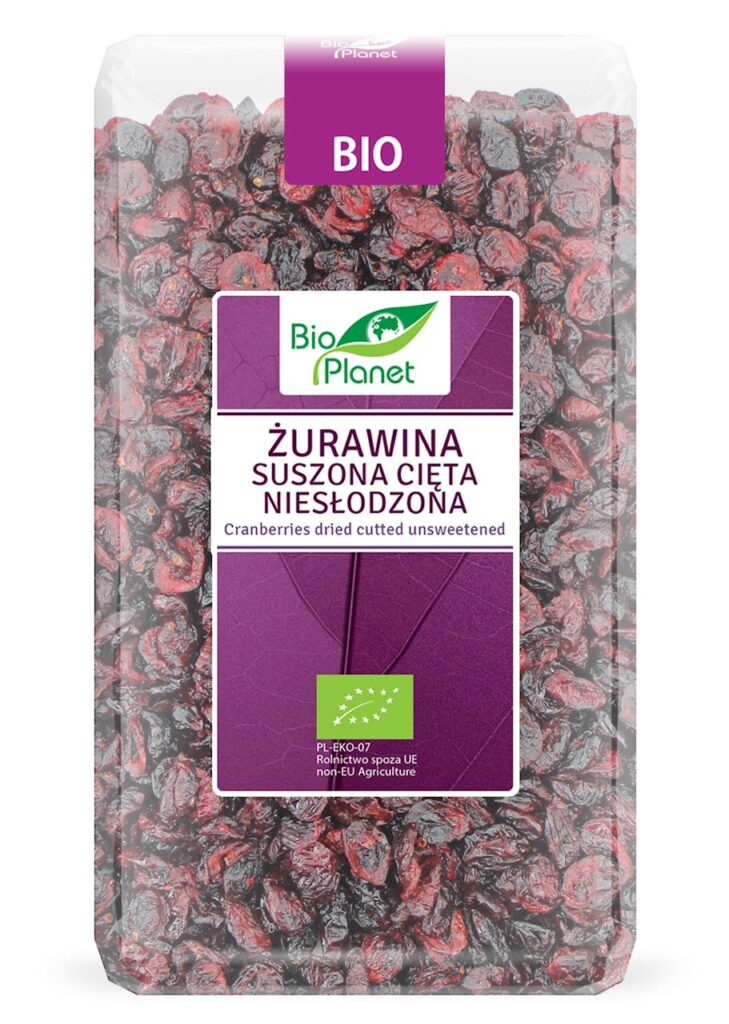 ŻURAWINA SUSZONA CIĘTA NIESŁODZONA BIO 1 kg – BIO PLANET