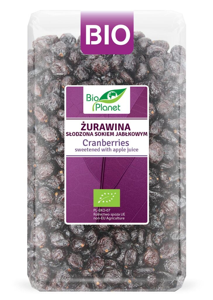 ŻURAWINA SŁODZONA SOKIEM JABŁKOWYM BIO 1 kg – BIO PLANET