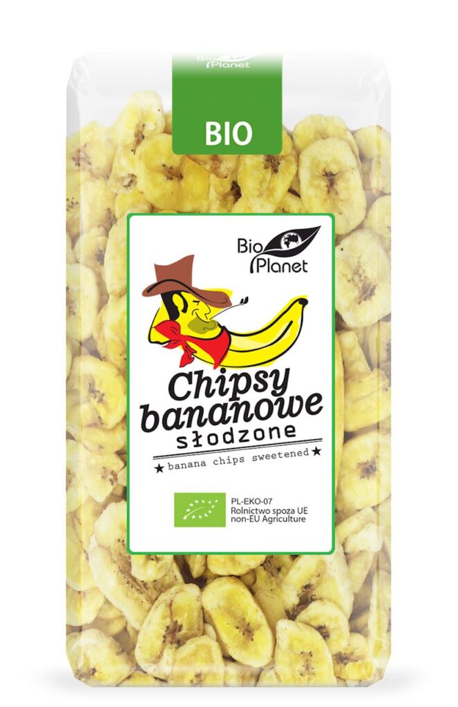 CHIPSY BANANOWE SŁODZONE BIO 350 g – BIO PLANET