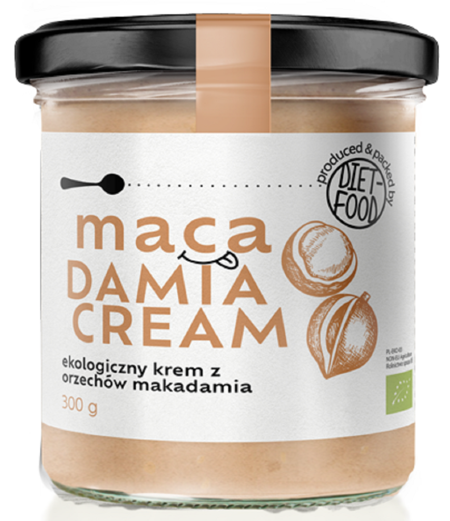 KREM Z ORZECHÓW MACADAMIA BEZ DODATKU CUKRÓW BIO 300 g – DIET-FOOD