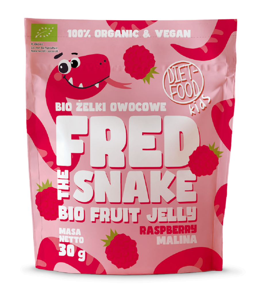 ŻELKI MALINA BEZ ŻELATYNY BIO 30 g – DIET-FOOD (FRED THE SNAKE)