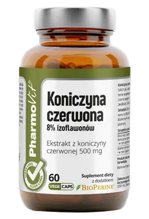 KONICZYNA CZERWONA EKSTRAKT (500 mg) BEZGLUTENOWY 60 KAPSUŁEK - PHARMOVIT (CLEAN LABEL)