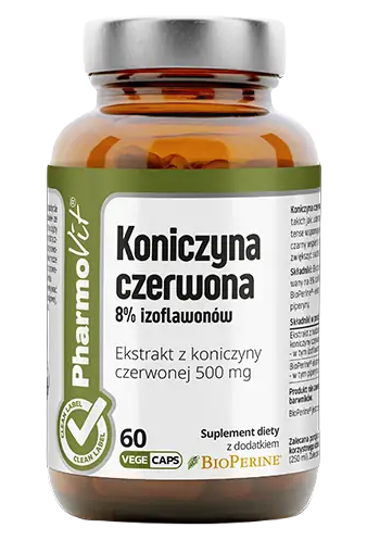KONICZYNA CZERWONA EKSTRAKT (500 mg) BEZGLUTENOWY 60 KAPSUŁEK – PHARMOVIT (CLEAN LABEL)