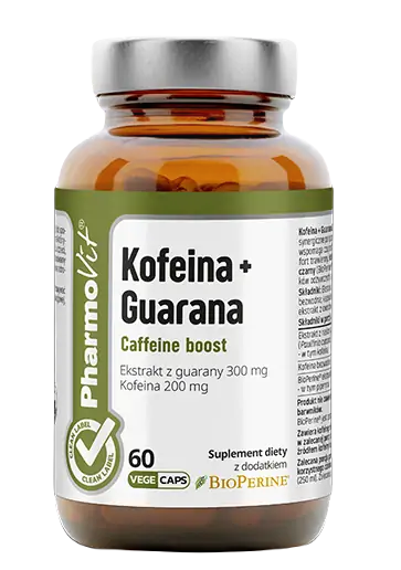 KOFEINA + GUARANA BEZGLUTENOWE 60 KAPSUŁEK – PHARMOVIT (CLEAN LABEL)