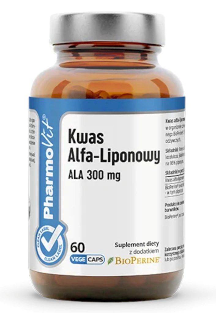 KWAS ALFA-LIPONOWY ALA (300 mg) BEZGLUTENOWY 60 KAPSUŁEK – PHARMOVIT (CLEAN LABEL)