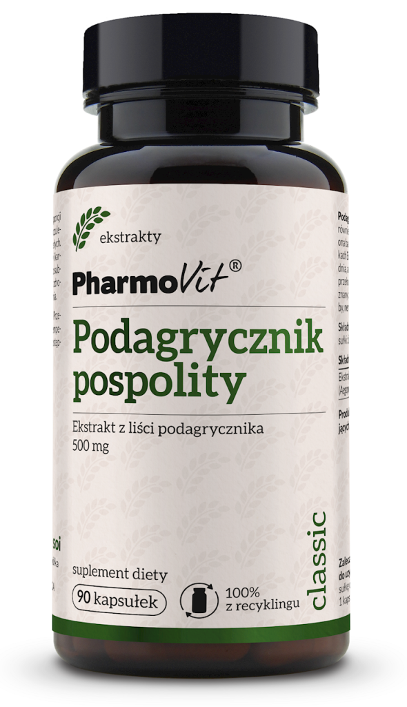 PODAGRYCZNIK POSPOLITY EKSTRAKT (450 mg) BEZGLUTENOWY 90 KAPSUŁEK – PHARMOVIT (CLASSIC)