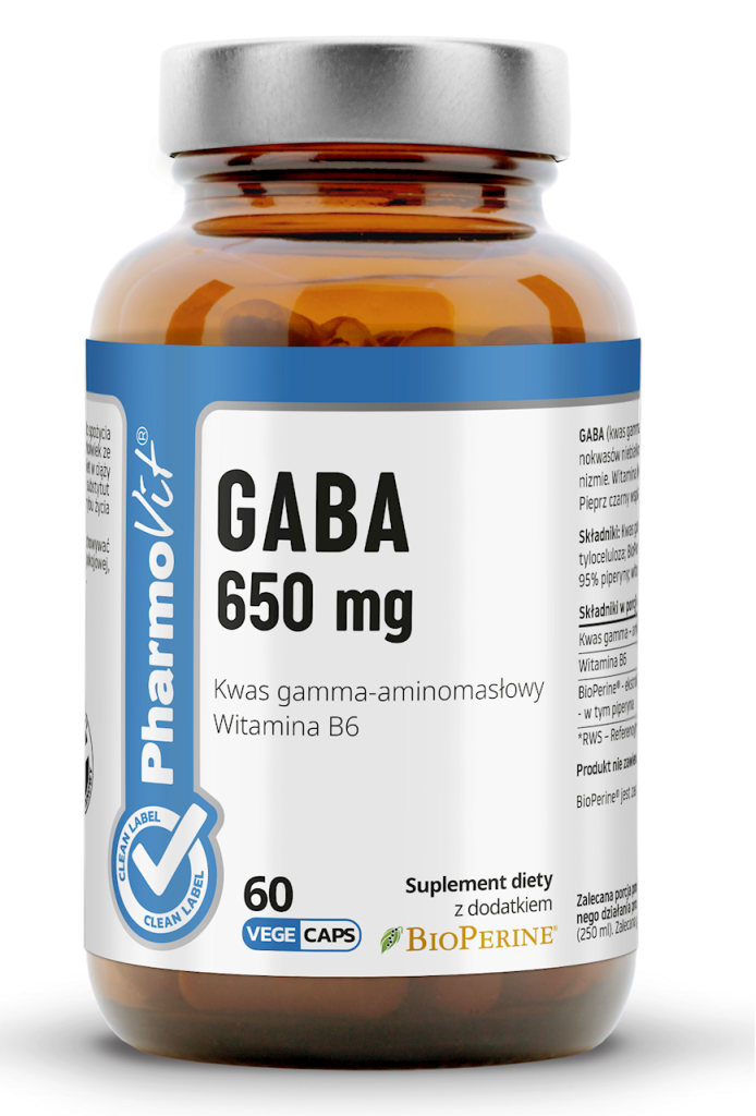 GABA (650 mg) BEZGLUTENOWA 60 KAPSUŁEK – PHARMOVIT (CLEAN LABEL)