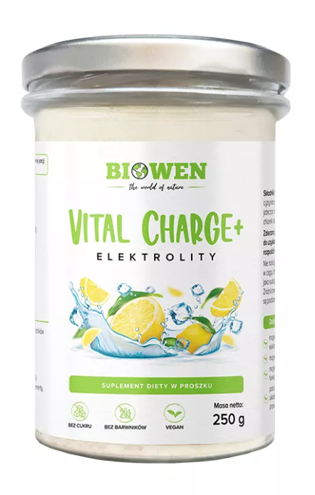 ELEKTROLITY O SMAKU CYTRYNOWYM W PROSZKU VITAL CHARGE+ 250 g – BIOWEN