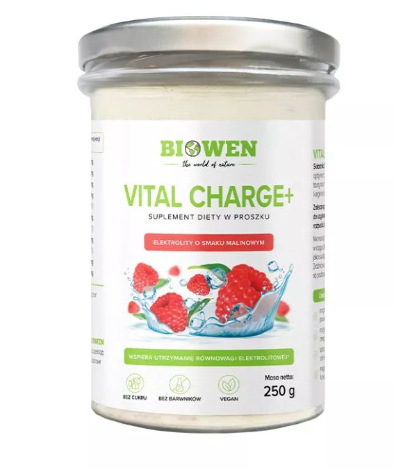 ELEKTROLITY O SMAKU MALINOWYM W PROSZKU VITAL CHARGE+ 250 g – BIOWEN