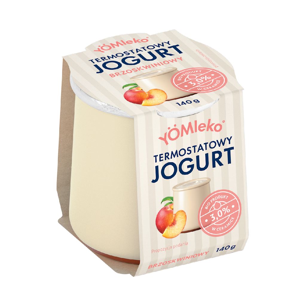 JOGURT TERMOSTATOWY BRZOSKWINIOWY 3 % BIO 140 g – YÖMLEKO