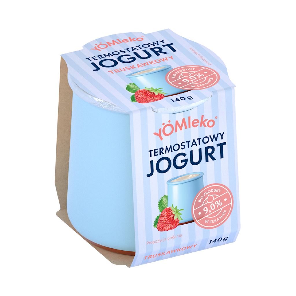JOGURT TERMOSTATOWY TRUSKAWKOWY 9 %  BIO 140 g – YÖMLEKO