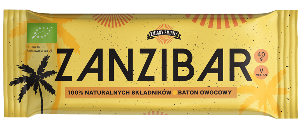 BATON OWOCOWY „ZANZIBAR” BEZGLUTENOWY BIO 40 g – ZMIANY ZMIANY
