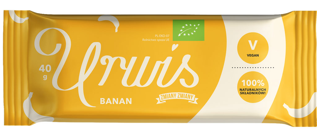 BATON BAKALIOWY Z BANANAMI „URWIS” BEZGLUTENOWY BIO 40 g – ZMIANY ZMIANY