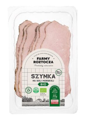 SZYNKA NA SOLI MORSKIEJ PLASTRY BIO 100 g - FARMY ROZTOCZA (NA ZAMÓWIENIE)