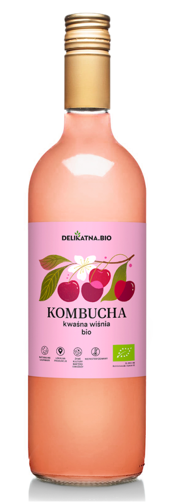 KOMBUCHA WIŚNIOWA BIO 750 ml – DELIKATNA