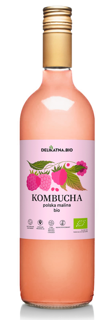 KOMBUCHA MALINOWA BIO 750 ml – DELIKATNA