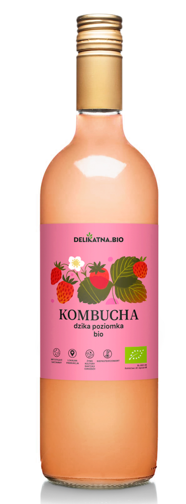 KOMBUCHA POZIOMKOWA BIO 750 ml – DELIKATNA