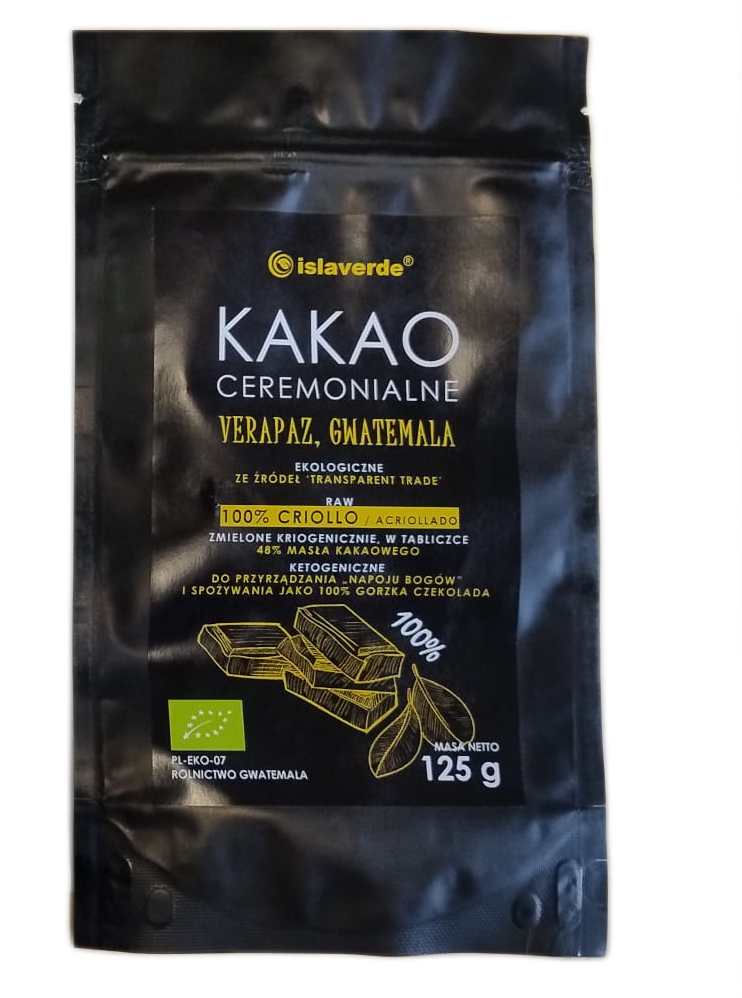 KAKAO CEREMONIALNE TABLICZKA BIO 125 g – ISLAVERDE (SEGURA)