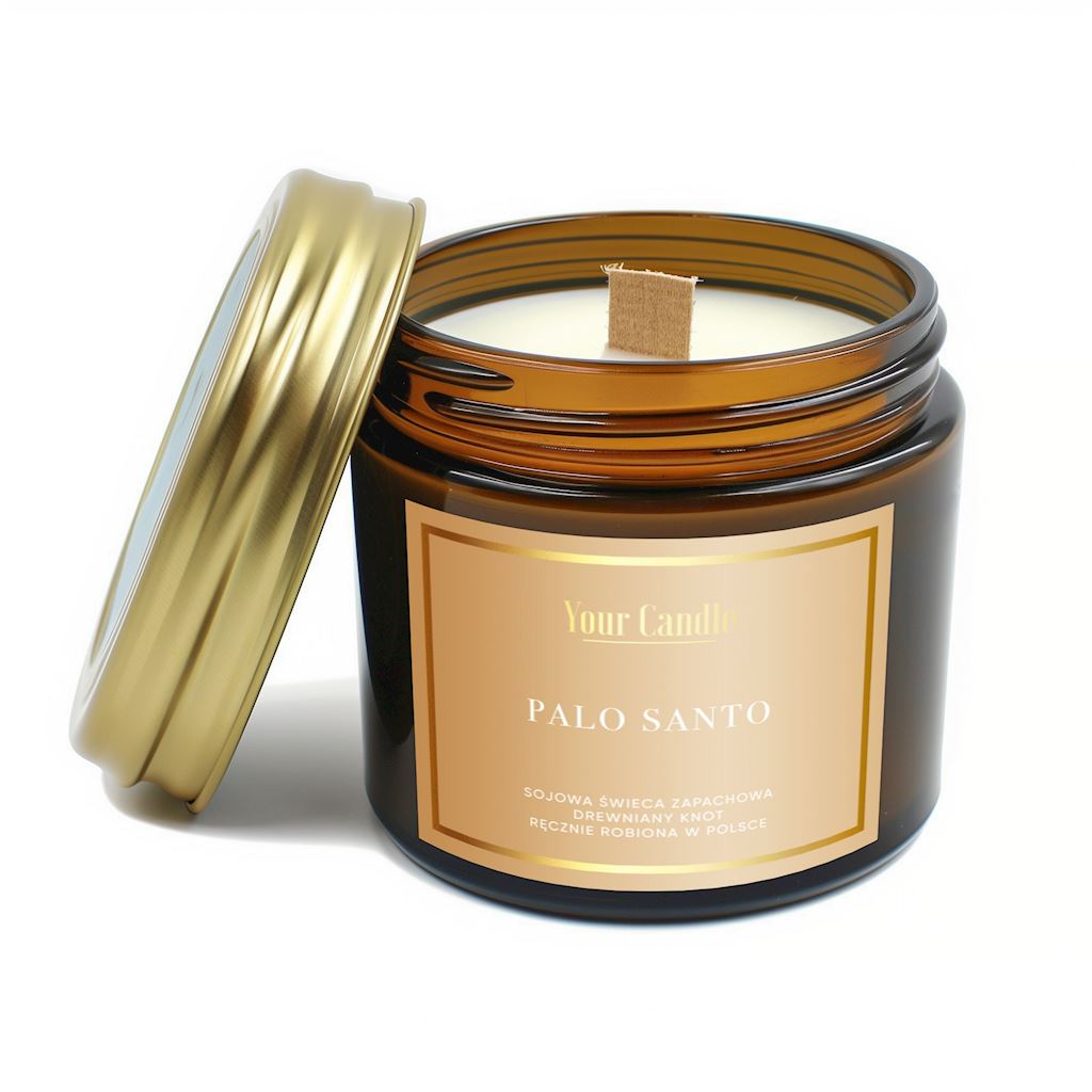 ŚWIECA SOJOWA ZAPACHOWA Z DREWNIANYM KNOTEM PALO SANTO 120 ml – YOUR CANDLE