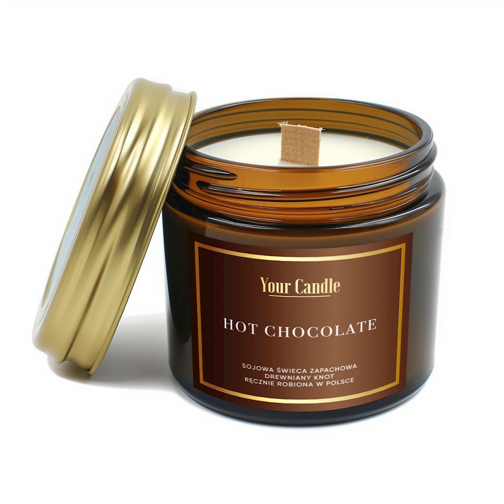 ŚWIECA SOJOWA ZAPACHOWA Z DREWNIANYM KNOTEM HOT CHOCOLATE 120 ml – YOUR CANDLE